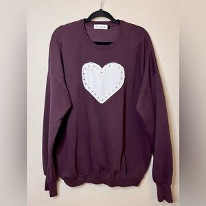 The Laundry Room Plum Sweatshirt with Heart Detail